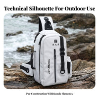 Organized Fishing Shoulder Bag with Rod Holder Handsunencumbered Fishing Tackle Bag Compact Tackle Pack Lightweight for Anglers, Outdoor Trips
