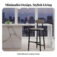 Wooden Seat Counter Stool urban aesthetic Bar Chair Nordic Design Curved Backrest for Adults, Reception Desk, Kitchen