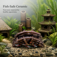 Ceramic Aquarium Ornament House Pavilion for Fish Tank Landscaping