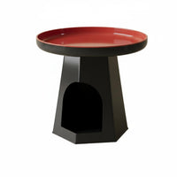 Round Nightstand with Cat hideaway Minimalist Aesthetic Cat Condo End Table