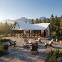 Large Hotel Tent Sturdy Frame Glass Wall Resort Cabin Spacious Interior Tensile Membrane Shelter for Campsite Owners, Tourist Resorts, Campsites