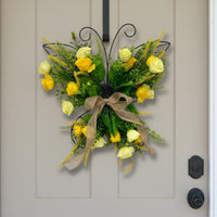 Artificial Flower Hanger Easy to Hang Iron Frame Flower Hanging Handmade Butterfly Shaped Wreath for Porch