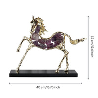 Horse Sculpture with Crystal Rearing Horse Sculpture Minimalist for Entryway