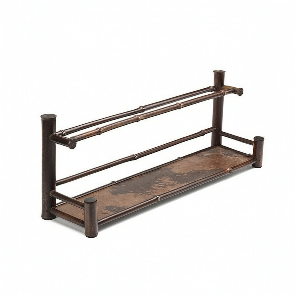 Tea Ware Rack Elegant Accessory Rack with Woven Tray Space Saving Display Stand with Holder for Hosts, Kitchen Countertop