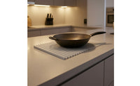 Quick-Dry Silicone Draining Mat Easy to Clean Dish Drying Mat with Built-in Drain Non-Slip Dish Drain Pad Food-Grade for Small Apartments