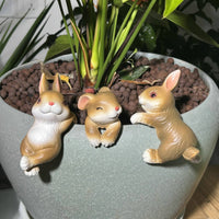 3 Pieces Hare Pot Hangers Whimsical Animal Motif Bunny Planter Climbers Handmade Craft Flower Pot Edge Decorations for Plant Lovers