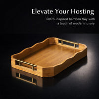 Bamboo Serving Tray with Metal Handle