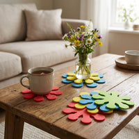 4 Pieces Flower Shaped Placemat Set Anti-Scald Flower Shaped Heat-Resistant Mat Mat Versatile Easter Table Coaster Set for Home Cooks, Party Hosts