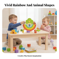Rainbow Stacking Blocks Educational Rainbow Wooden Blocks Wooden Building Block Toy MDF Safe for Children