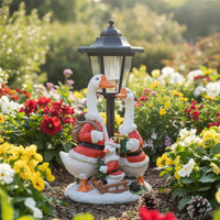 Geese Statue with Solar Lantern Waterproof Goose Statue with Lantern Sturdy