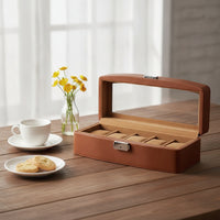 5-Slot Watch Box Velvet Lined Watch Box with Window Dustproof for Dresser