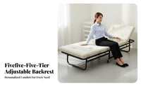 Adjustable Backrest Single Rollaway Bed Foldable Design Rollaway Bed with Mattress 360° Swivel Wheels Portable Furniture Space-Saving for Hospital Caregivers, Office Workers, Apartment Dwellers, Home, Bedroom, Guest Room, Camping