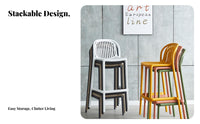 Stackable Slatted Spine High Stool Nordic Design High-Spine Bar Stool Indoor & Outsideside Door Use Minimalist Design
