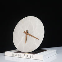 Minimalist Luxury Round Creative Marble Clock Ornament for Living Room, Bedroom, TV Cabinet