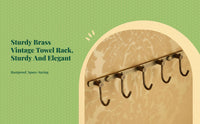 Sturdy Brass Antique Towel Rack Set, Vintage Wall Mounted Bathroom Hardware, No-Drill Accessories
