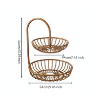 Two Tier Fruit Stand Ventilated Double Layer Fruit Rack Black Finish