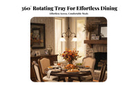 Solid Wood Dining Table with Turntable Rounded Edges Round Dining Table Set Turned Legs Home Furniture for Families, Couples, Kitchen