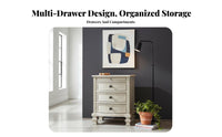pale Distressed Bedside Cabinet French Country design Distressed pale Nightstand Decorative Knobs Carved features for Homeowners