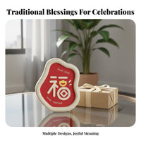 3 Pieces Good Fortune Tabletop Decor Housewarming Gift Fu Character Sculpture Set Symbol of Prosperity Chinese New Year Decoration Set for Living Room