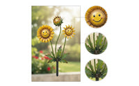 Sun-Shaped Flower Stake with Leaves Decorative Metal Yard Art Eye-Catching