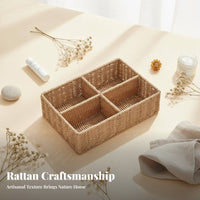 Multi-Compartment Woven Holder Handmade Organizer Basket Rustic and design for Vanity