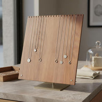 Large Capacity Walnut Necklace Display Stand Nordic Design Slanted Necklace Rack Tabletop Necklace Organizer for Craft Fair