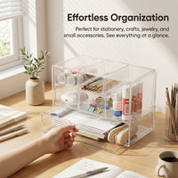 Acrylic Organizer Jewelry Display, Clear Drawer with 6 Compartments, Desktop Storage for Cosmetic Boxes for Women and Collectors