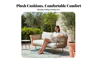 4 Pieces Nordic design 4-Piece Woven Conversation Set Weather-Resistant Outdoor Furniture sturdy Construction Patio Seating Includes pads for Garden fans, Homeowners, Entertainers, Sunroom, Balcony, rearyard, water's edge