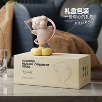 解压神器旋转小猪桌面摆件客厅家居装饰品办公室治愈礼盒生日礼物