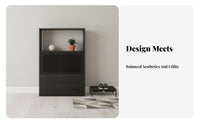 Multi-Compartment Cabinet Natural Wood Finish Floor Cabinet with Doors Modern Design Easy to Clean for Book Lovers, Home Office