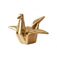 Ceramic Crane Figurine Decorative Geometric Bird Figurine Glossy Shiny Look