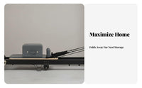 Foldable Pilates Reformer Space-Saving Pilates Core Bed Multifunctional Folding Reformer Machine for Beginners, Adults, Strength Training, Gym, Indoor