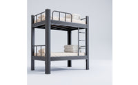 Metal Bunk Bed with Ladder Space-Saving Metal Bunk Bed Matte Black Furniture for Students, Kids, Dorm Rooms, Small Apartments
