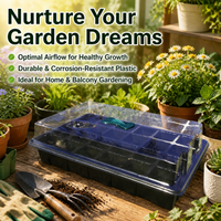 24-Cell Seedling Tray, Propagation Tray with Clear Dome & Adjustable Vent, Reusable Germination Tray for Home Gardeners, Black