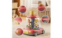 Sensory Push Toy Car with Beads Interactive Press and Rotate Toy Educational for Babies, Toddlers, Floor Play, Playroom