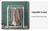 Mobile with Wheels Rolling Double-Rod Clothing Rack Large Capacity Double Rod Rolling Clothes Rack Heavy Duty Garment Stand Easy Assembly for Apartment Dwellers, Shop Owners, Bedroom, Dormitory, Dorm Room, Retail Retail Outlet