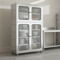 Stainless Steel Storage Cabinet Rust-Resistant Freestanding Pantry with Doors Large Capacity Freestanding Pantry Cabinet for Cooking Enthusiasts