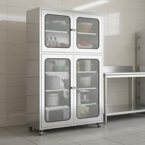 Stainless Steel Storage Cabinet Rust-Resistant Freestanding Pantry with Doors Large Capacity Freestanding Pantry Cabinet for Cooking Enthusiasts