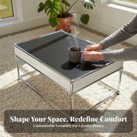 Single-Cubby Side Table Square Shape Household Furniture Modern Design With Storage Shelf for Renters, Office, Entryway, Bedroom