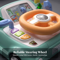 Pretend Driving Toy with Road Display | ConstructionPowered, Toy Steering Wheel with Dashboard, for Playroom
