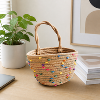 Rope Laundry Basket, Woven Laundry Hamper with Handles, Toy Storage for Nursery & Living Room, Bohemian Decor