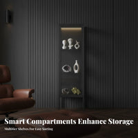 Narrow Fluted Glass Cabinet Lively Color choices Display Case Transparent Doors