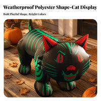 Inflatable Cat with Green Stripes | Glossy Air-Filled Construction, Vivid Graphic Detailing, for Yard