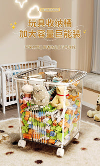 Transparent Storage Box with Lid, PP Plastic, 20-30L, with Wheels