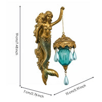 Mermaid Wall Lamp Hand-Painted Details Mythical Figure Wall Light for Collectors