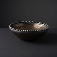 Shallow Ceramic Bowl Key Bowl Candy Bowl Decorative Bowl Serving Bowl Featuring Antique Bronze Worn Effect with Artisanal Beaded Edge Suitable for Living Room Entryway Home Decoration