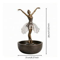 Ballerina Fountain Round Basin Table Ornament Rustic Design