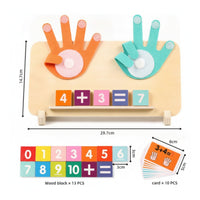 Math Learning Board with Felt Hands Educational Wooden Counting Board Hand Number Math Toy Fine Motor Skills for Preschoolers