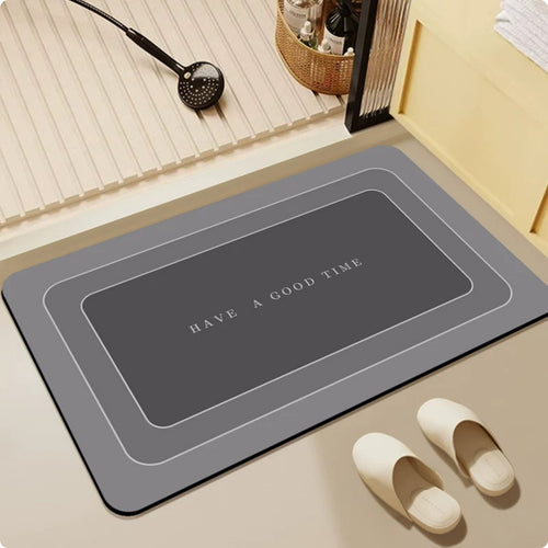 Diatomaceous Earth Bath Mat Rounded Corners Home Textile Printed for Toilet Area