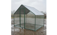 Covered Avian Pen Mesh Metal Chicken Coop Peaked Roof Avian Coop for Outdoors